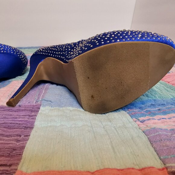 Forever 21 Blue Sparkly Platform Heels, Size 9 - Picture 7 of 10